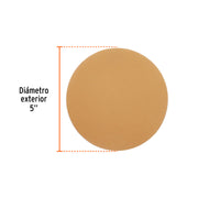 Paquete con 5 discos de lija 5' grano 220, ciegos, TRUPER