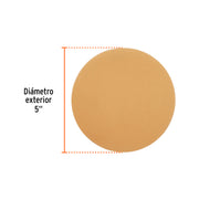 Paquete con 5 discos de lija 5' grano 320, ciegos, TRUPER