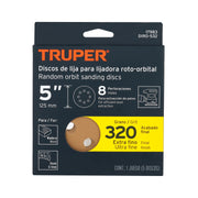 Paquete con 5 discos de lija 5' grano 320, 8 perforaciones