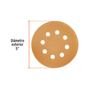 Paquete con 5 discos de lija 5' grano 400, 8 perforaciones