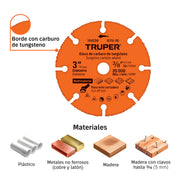 Disco 3' multimaterial de carburo de tungsteno, TRUPER