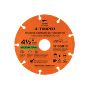 Disco 4-1/2' multimaterial de carburo de tungsteno, TRUPER