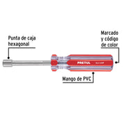 Desarmador de caja 1/4' mango de PVC, PRETUL