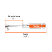 Desarmador de caja 5/16' mango de acetato, TRUPER