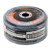 Disco laminado 4', grano 80 centro 5/8', fibra, TRUPER