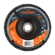 Disco laminado 7', grano 80 centro 7/8', fibra, TRUPER