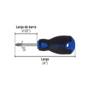 Desarmador de cruz 1/4' x 1-1/2' mango Comfort Grip, PRETUL