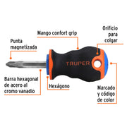 Desarmador de cruz 1/4' x 1-1/2' mango Comfort Grip, TRUPER