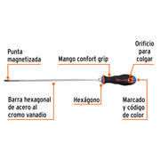 Desarmador de cruz 1/4' x 12' mango Comfort Grip, TRUPER