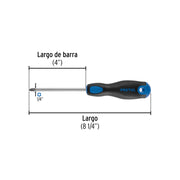 Desarmador de cruz 1/4' x 4' mango Comfort Grip, PRETUL