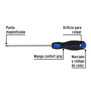 Desarmador de cruz 1/4' x 6' mango Comfort Grip, PRETUL