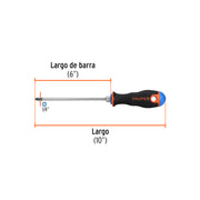 Desarmador de cruz 1/4' x 6' mango Comfort Grip, TRUPER