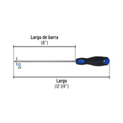 Desarmador de cruz 1/4' x 8' mango Comfort Grip, PRETUL