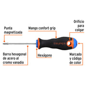 Desarmador de cruz 1/8' x 2-1/2' mango Comfort Grip, TRUPER