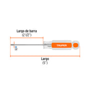 Desarmador de cruz 1/8' x 2-1/2' mango de acetato, TRUPER