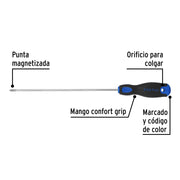 Desarmador de cruz 1/8' x 4' mango Comfort Grip, PRETUL