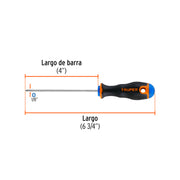 Desarmador de cruz 1/8' x 4' mango Comfort Grip, TRUPER