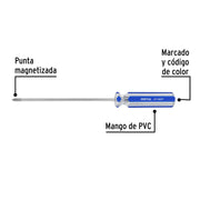 Desarmador de cruz 1/8' x 4' mango de PVC, PRETUL