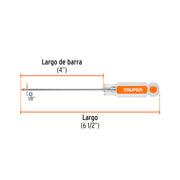 Desarmador de cruz 1/8' x 4' mango de acetato, TRUPER