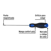 Desarmador de cruz 1/8' x 6' mango Comfort Grip, PRETUL