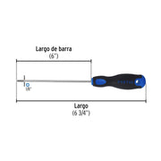 Desarmador de cruz 1/8' x 6' mango Comfort Grip, PRETUL