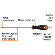 Desarmador de cruz 1/8' x 6' mango Comfort Grip, TRUPER