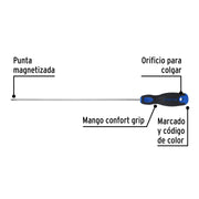 Desarmador de cruz 1/8' x 8' mango Comfort Grip, PRETUL