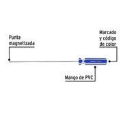 Desarmador de cruz 1/8' x 8' mango de PVC, PRETUL