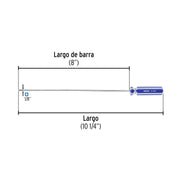 Desarmador de cruz 1/8' x 8' mango de PVC, PRETUL