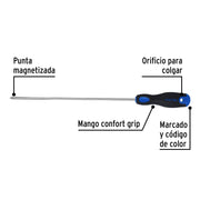 Desarmador de cruz 3/16' x 10' mango Comfort Grip, PRETUL