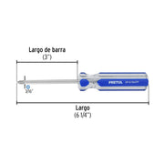Desarmador de cruz 3/16 x 3' mango de PVC, PRETUL