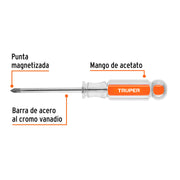 Desarmador de cruz 3/16' x 3' mango de acetato, TRUPER