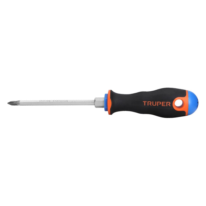 Desarmador de cruz 3/16' x 4' mango Comfort Grip, TRUPER