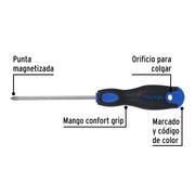 Desarmador de cruz 3/16' x 4' mango Comfort Grip, PRETUL