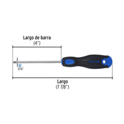 Desarmador de cruz 3/16' x 4' mango Comfort Grip, PRETUL