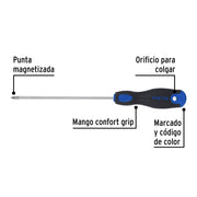 Desarmador de cruz 3/16' x 6' mango Comfort Grip, PRETUL