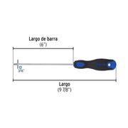 Desarmador de cruz 3/16' x 6' mango Comfort Grip, PRETUL