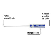 Desarmador de cruz 3/16 x 6' mango de PVC, PRETUL