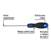 Desarmador de cruz 5/16' x 6' mango Comfort Grip, PRETUL