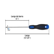 Desarmador de cruz 5/16' x 6' mango Comfort Grip, PRETUL