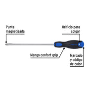 Desarmador de cruz 5/16' x 8' mango Comfort Grip, PRETUL
