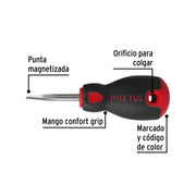 Desarmador plano 1/4' x 1-1/2'mango Comfort Grip, PRETUL