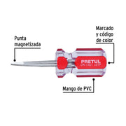 Desarmador plano 1/4 x 1-1/2' mango de PVC, PRETUL
