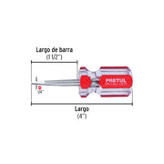 Desarmador plano 1/4 x 1-1/2' mango de PVC, PRETUL