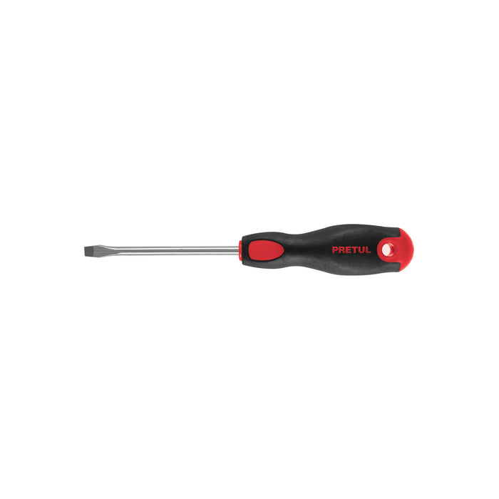 Desarmador plano 1/4' x 4'mango Comfort Grip, PRETUL