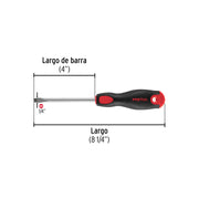 Desarmador plano 1/4' x 4'mango Comfort Grip, PRETUL