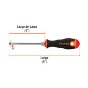 Desarmador plano 1/4' x 4' mango Comfort Grip, TRUPER