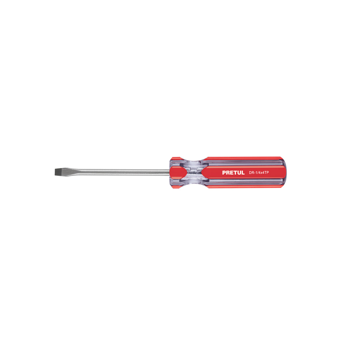 Desarmador plano 1/4 x 4' mango de PVC, PRETUL