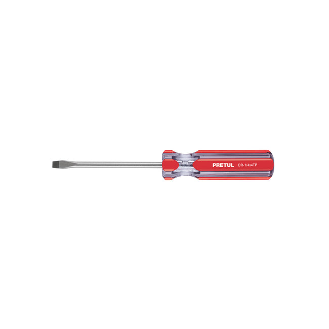 Desarmador plano 1/4 x 4' mango de PVC, PRETUL