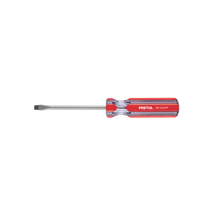 Desarmador plano 1/4 x 4' mango de PVC, PRETUL